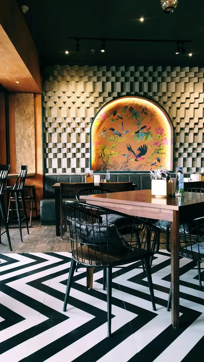 Fitted cafe interior with counter and seating