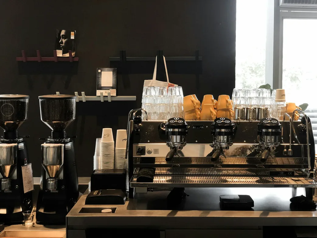 Commercial espresso machine and coffee grinders