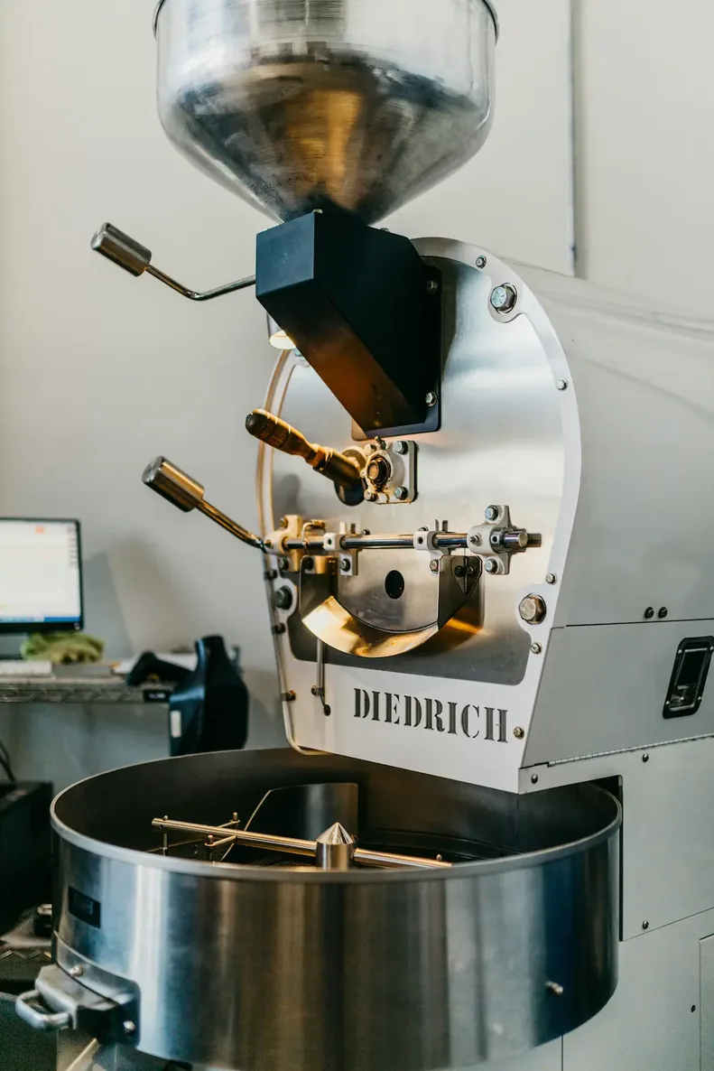 Drum coffee roaster in a working roastery